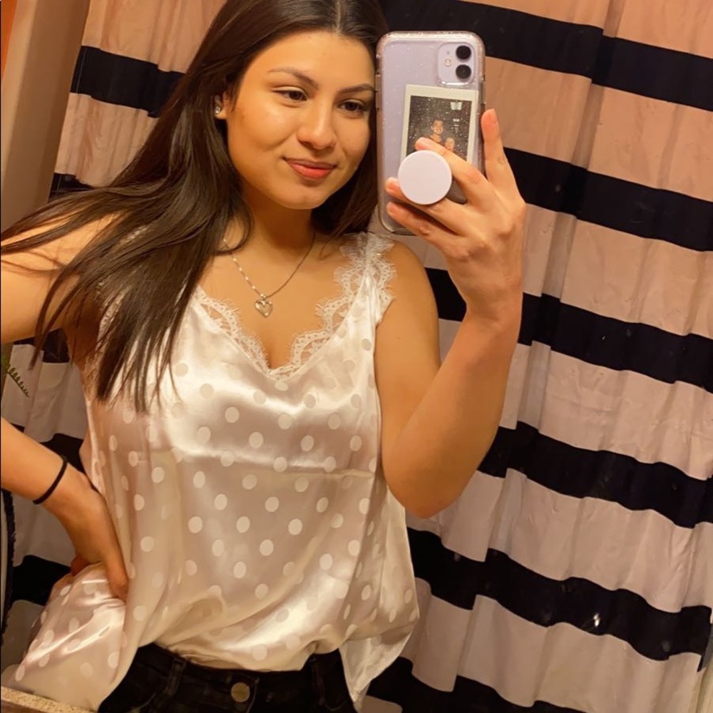 White silk tank